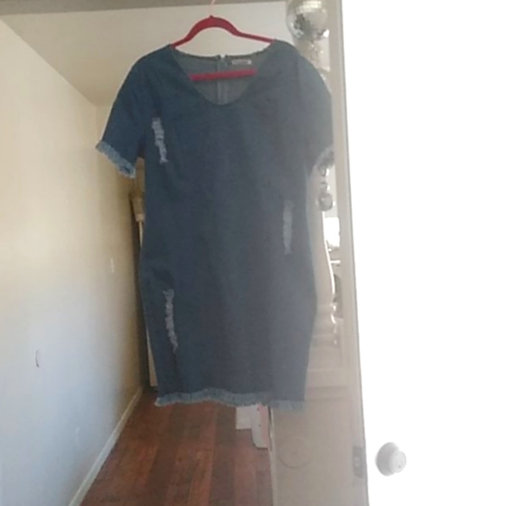 Destressed  Plus Size Jean Dress